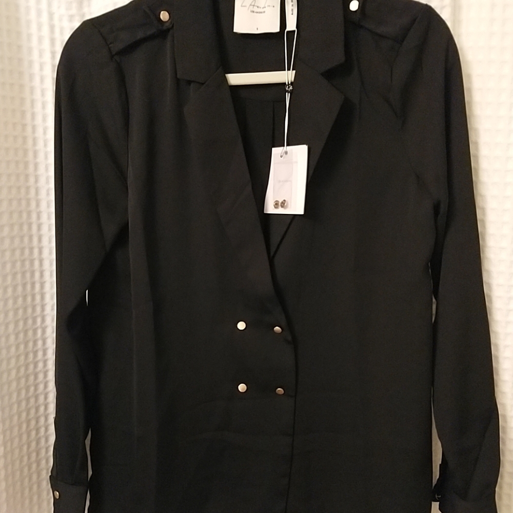 La Academies black silk military blouse from RC